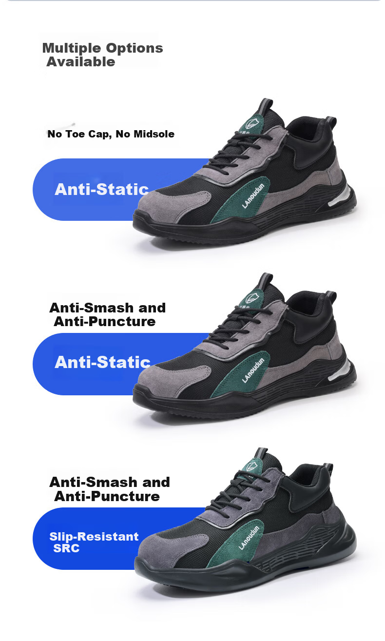 BlueOwl Shield Men's Summer Breathable Anti-Static Work Shoes Gas Station Protective Steel Toe Anti-Puncture DL2095A-1 Size 46 5