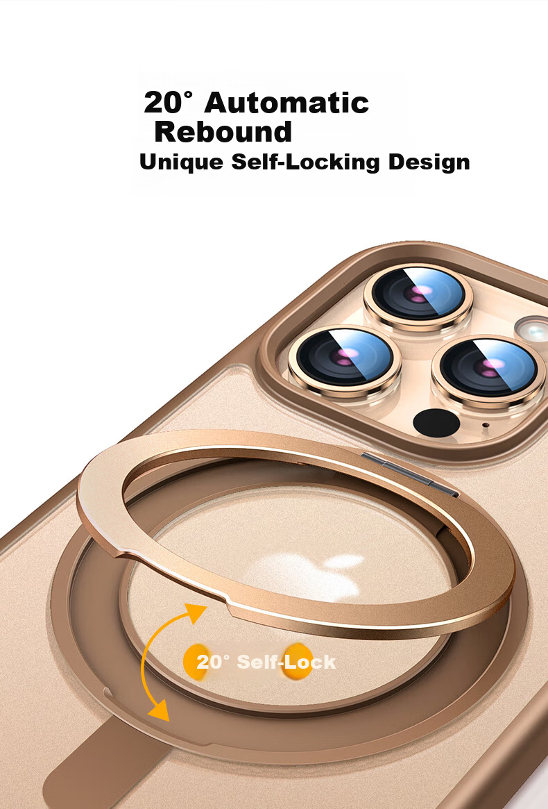 UGREEN 360° Invisible Magnetic Stand Case for iPhone 16 Pro, Matte Anti-Yellowing, Airbag Shockproof, Anti-Fingerprint Protective Cover 8