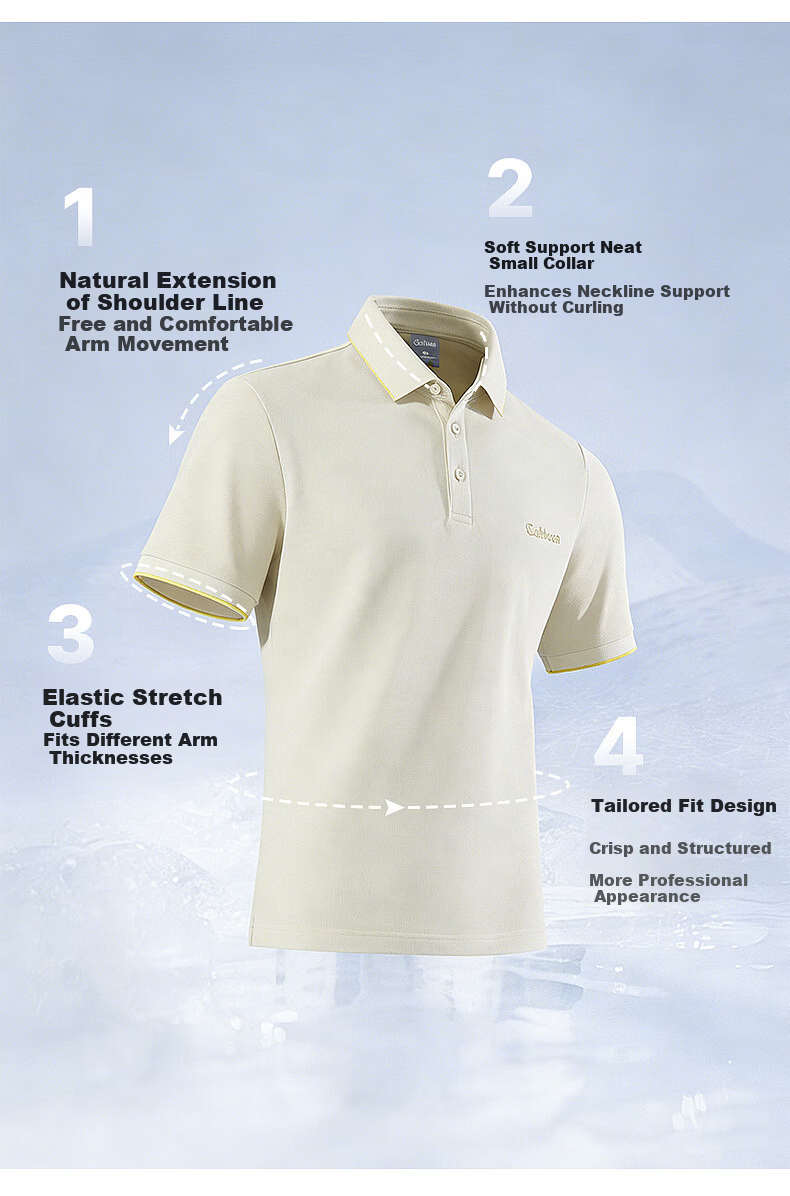 CABBEEN 205g Sweat-Absorbing Honeycomb Texture Short Sleeve Polo Shirt Men Quality Commuter 2026 Spring Breathable Short Sleeve T-Shirt 9