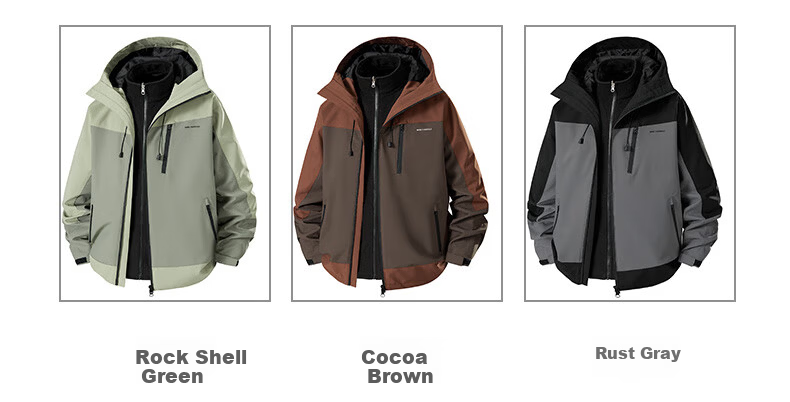 FAIRWHALE Men's Jacket Autumn Winter 2025 New Trendy Brand 3-in-1 Detachable Windproof Mountaineering Coat Black L 3