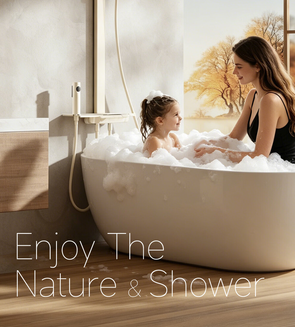 Micoe Four Seasons Shower Set Square Tube Wall-Mounted Brass Body Large Storage Piano Key Shower Set M-A131-4ZN 3