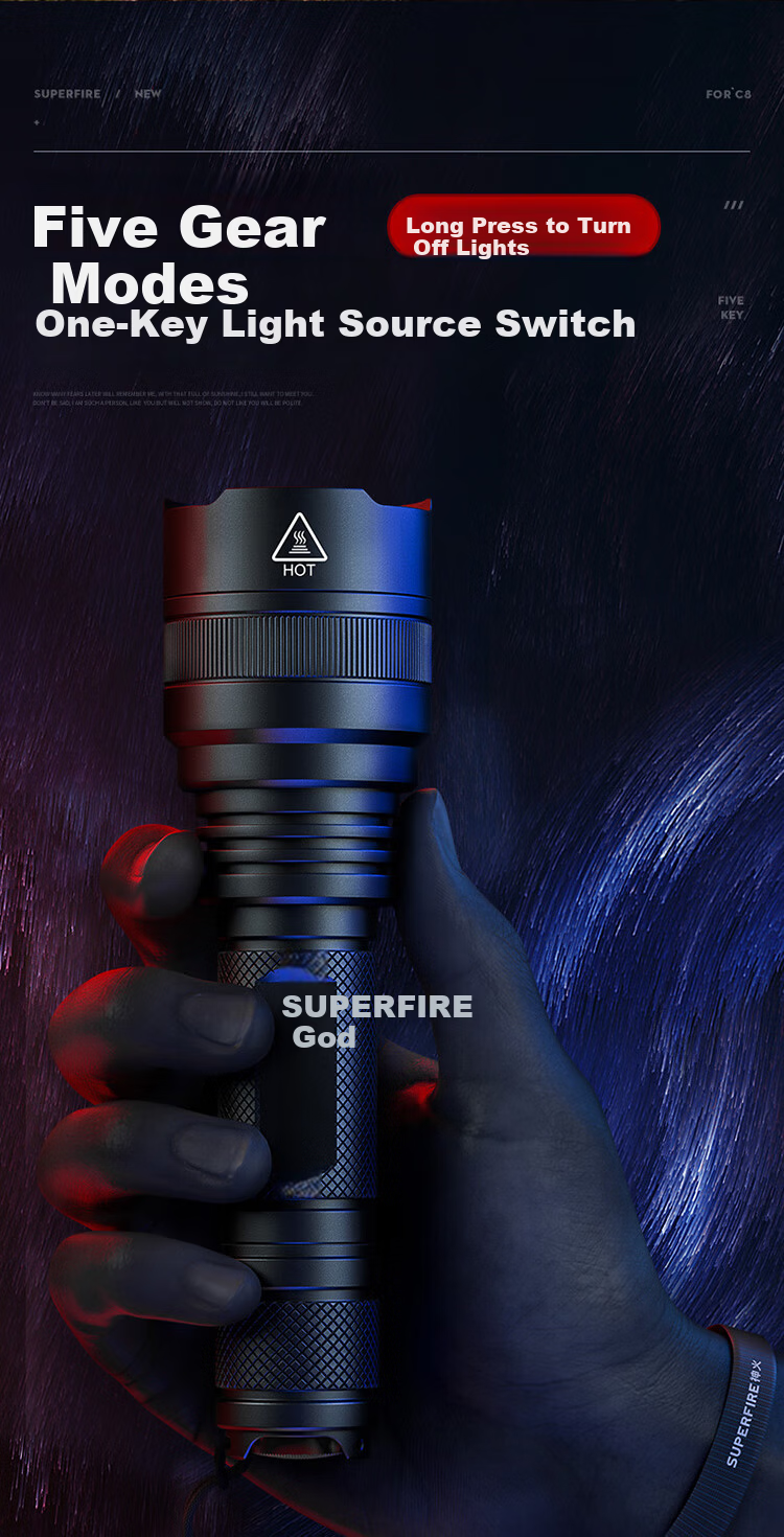 SupFire High-Intensity Flashlight: Ultra-Bright, Long-Lasting, Long-Range Outdoor Survival Compact Mini Patrol Home Portable Emergency Light 11
