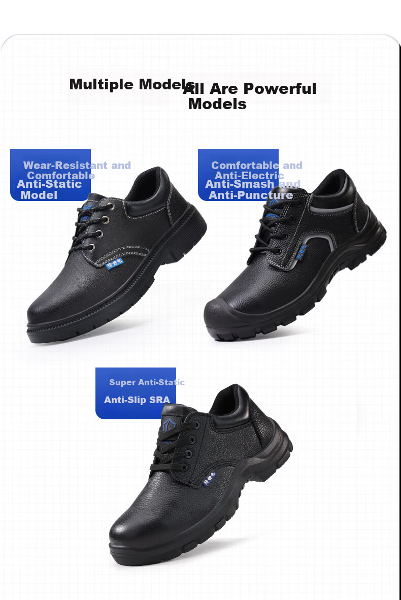 BlueOwl Shield Men's Breathable Durable Anti-Static Waterproof Anti-Smash Toe Anti-Puncture Worksite Safety Shoes D005A-1 Size 44 14