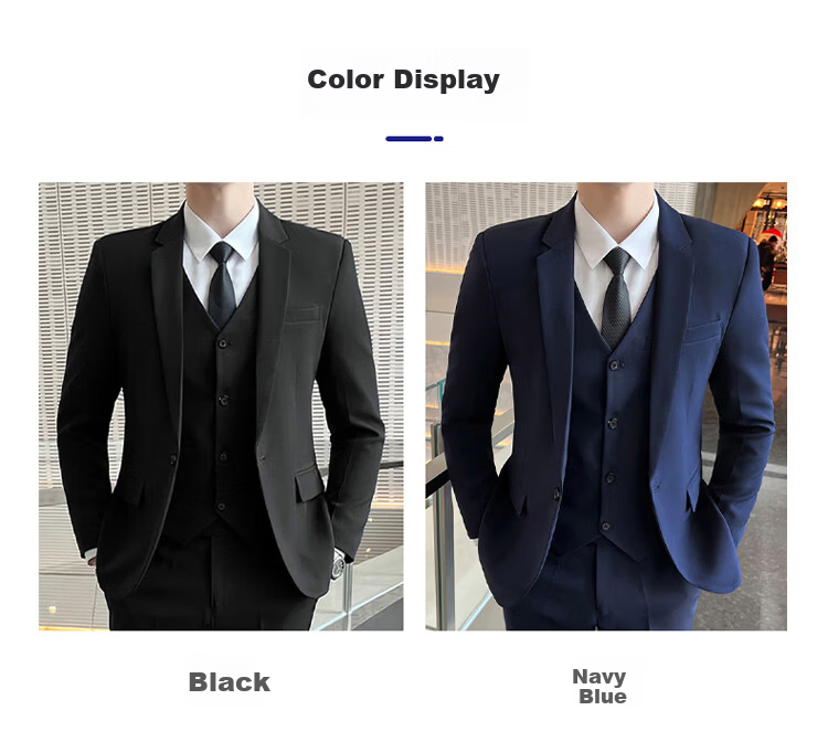 ROMON Men's Autumn Winter Solid Color Suit Jacket Slim Fit Business Formal Wedding Suit 2