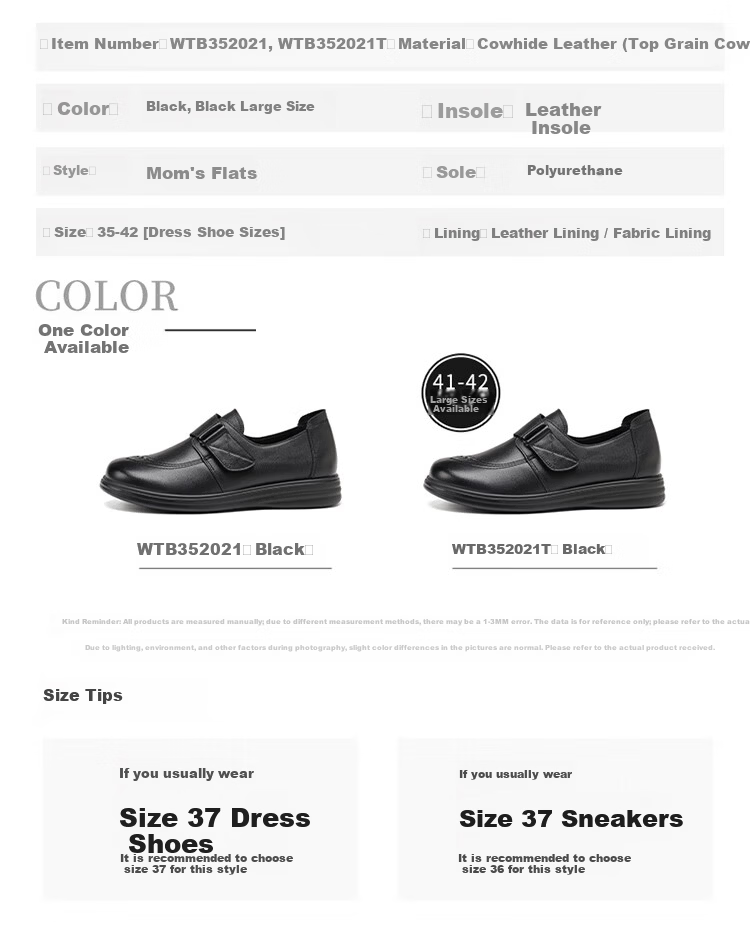 Red Dragonfly Women's New Breathable Slip-On Leather Flats Casual Work Shoes WTB352021 Black Size 41 5
