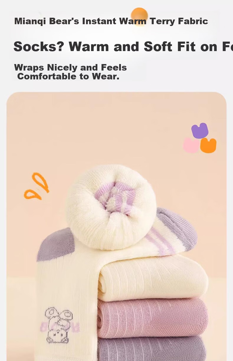 Mianqixiong Girls' Thick Terry Long Plush Warm Cotton Socks Autumn Winter 6-8 Years 2