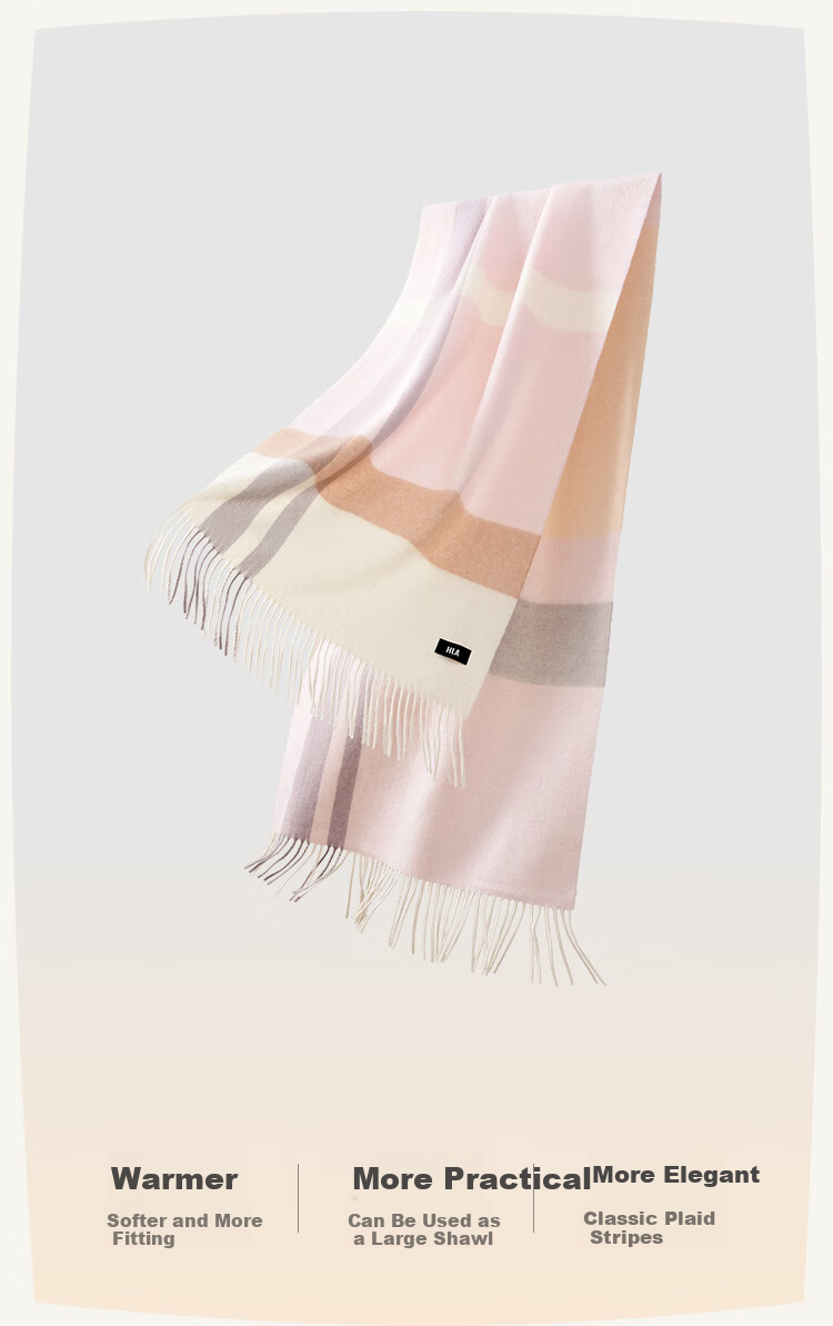 HLA Women's Scarf New Autumn Winter Pure Wool Soft Warm Birthday Gift for Girlfriend 1