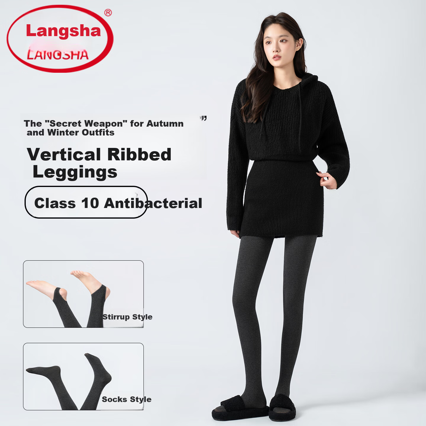 LangSha Women's Autumn Winter Thickened Fleece Lined Shark Skin Leggings Yoga Pants ZT8911