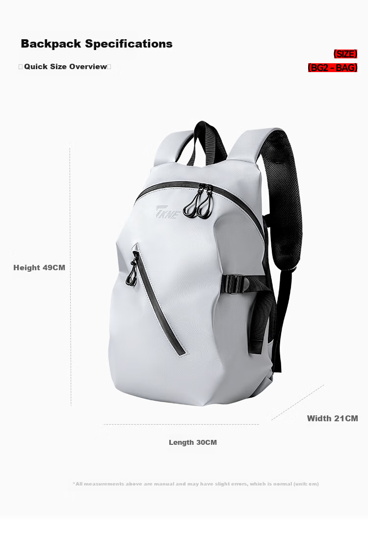 TKNE Helmet Bag Motorcycle Riding Backpack Large Capacity Rider Bag Gray and White [Fits 90% Helmets] 14