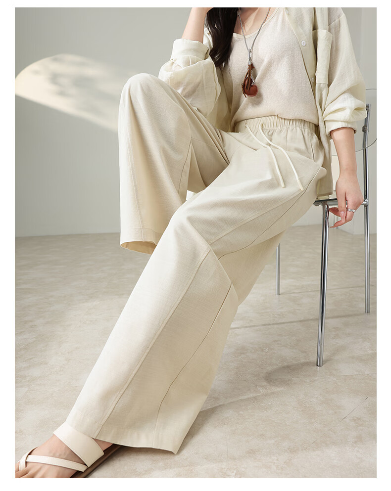Langsha Women's Summer Wide-Leg Pants Thin High-Waist Slim Casual Loose Tencel Lyocell Straight-Leg Pants 24