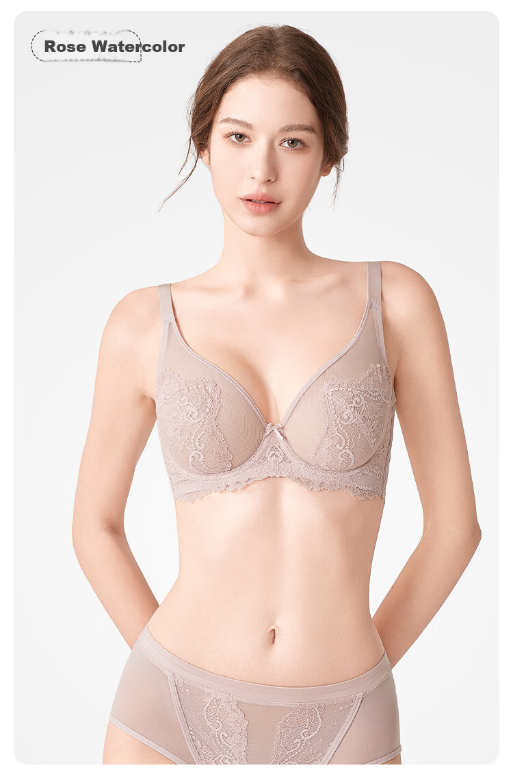 Ordifen Women's Soft Underwire Ultra-Thin Lace Sexy Lift Back Support Large Bust Minimizing Bra XB4315 6