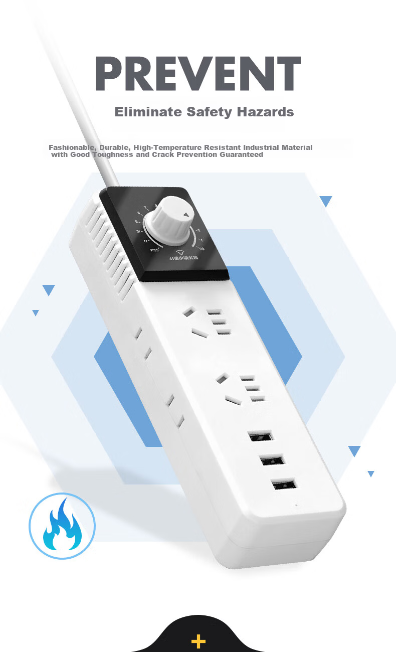Aleleco Student Dormitory Voltage Regulator Socket Power Converter Socket University Dormitory Limited Voltage Power Strip Anti-Trip Circuit Breaker 0~220VAC Voltage Adjustable Direct Plug 10A 10