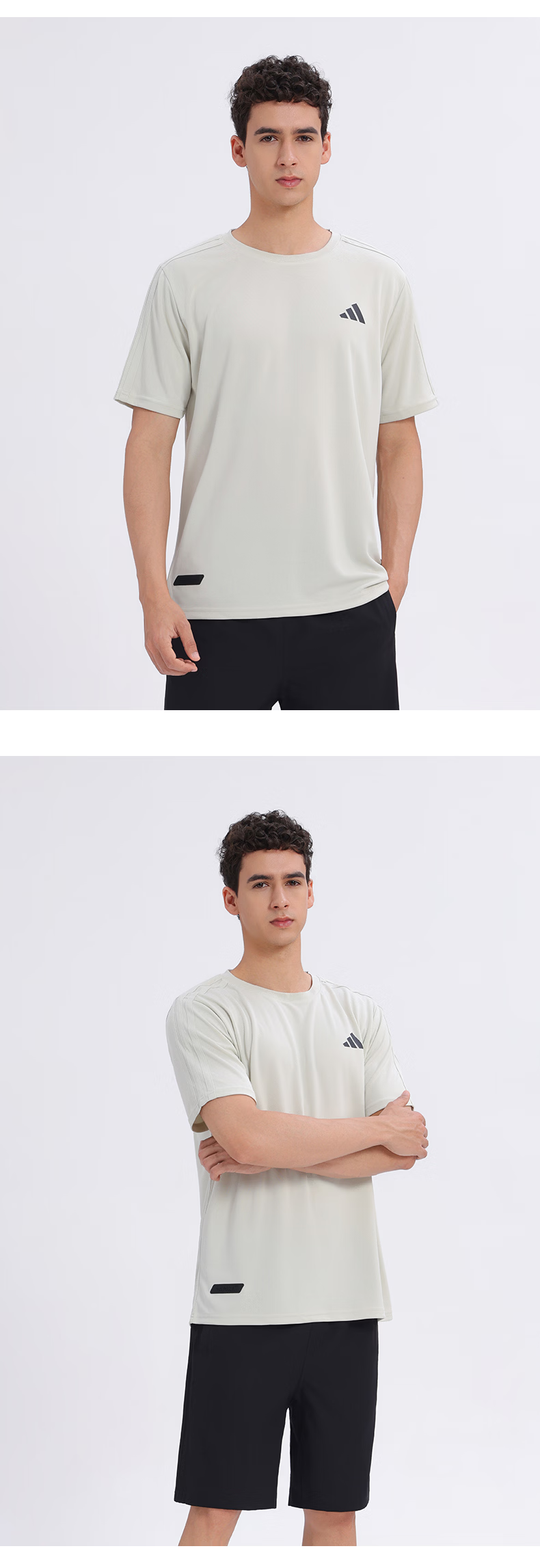 Adidas 2026 New Men's Summer Lightweight Quick-Dry Short Sleeve Outdoor Sports Crew Neck Casual T-Shirt Blue 3XL 10