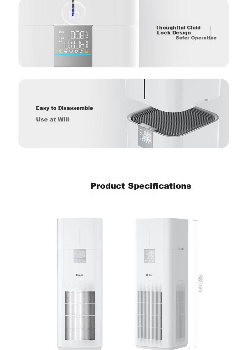 Haier [Upgraded Formaldehyde Digital Display] Big White Whale Air Purifier and Humidifier Combo Formaldehyde Removal Smoke Odor Allergy Source Removal Hair Absorption Sterilization KJ850F-JSQ8U1 21