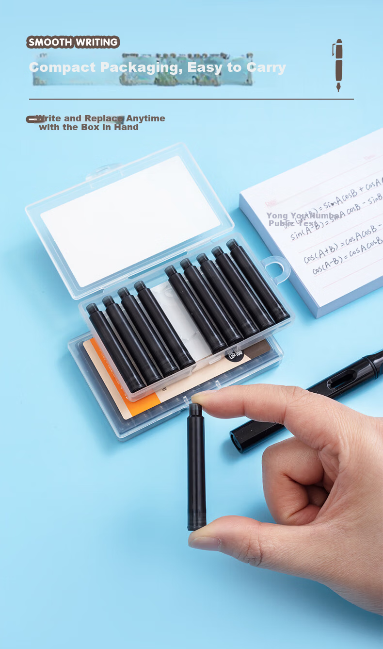 M&G Erasable Black Fountain Pen Ink Cartridges 3.4mm Refillable Oil-Based Ink for Students 10-Pack AIC47634A 4