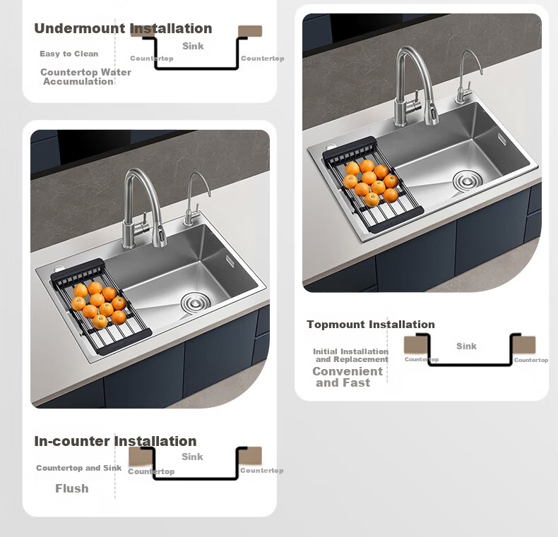 Kabe Kitchen Sink Handmade Thickened Large Single Bowl SUS304 Stainless Steel Vegetable Washing Basin Integrated Dishwashing and Vegetable Washing Sink 23