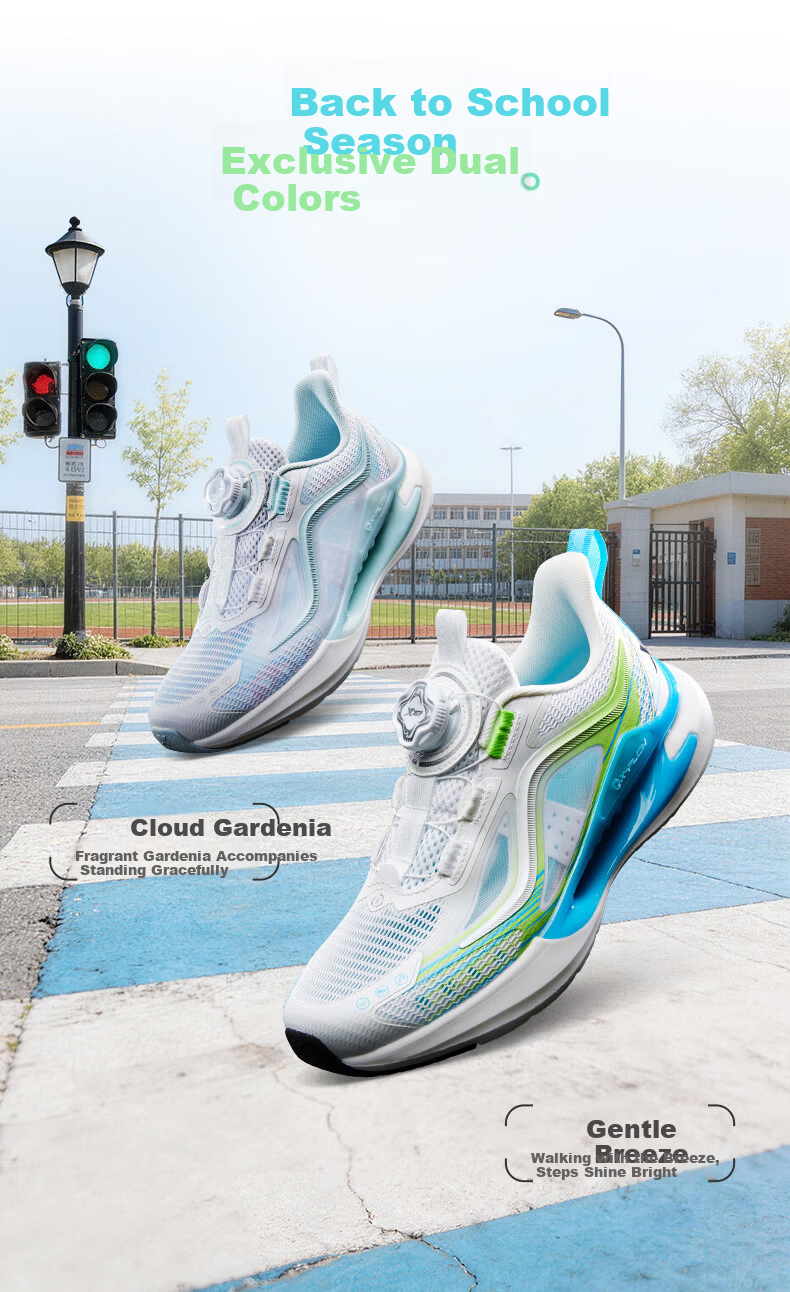 XTEP Youth Hydrogen Wind 9.0 Boys' Dial Running Shoes Sports Shoes Classic White/Super Green/Sea Blue Size 40 16