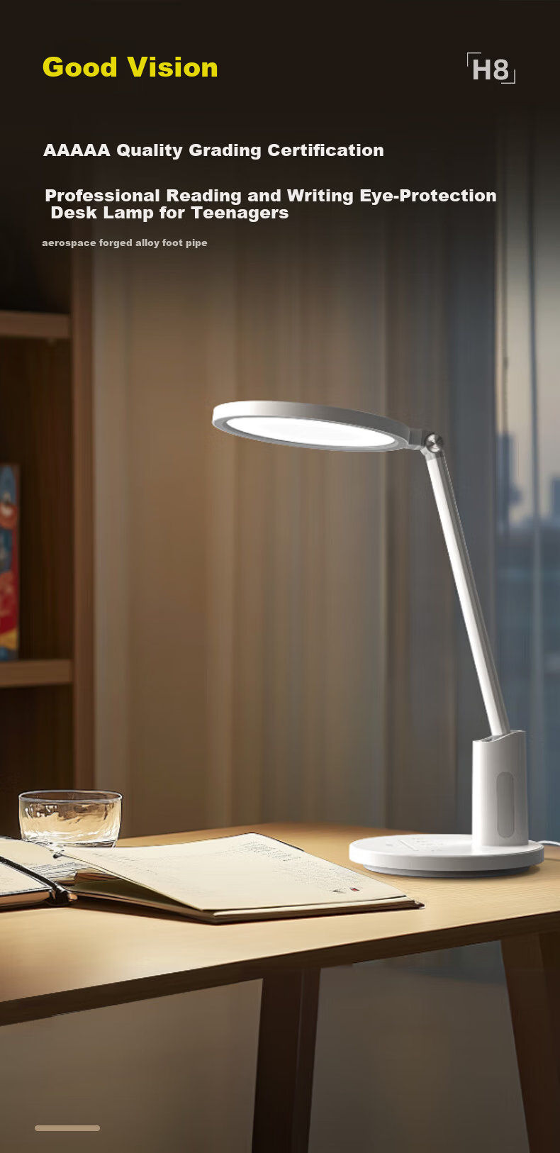 Haoshili AAAA-Grade Eye Protection Lamp, Full Spectrum, for Children And Students, Bedroom Reading And Writing Desk Lamp, H9 2