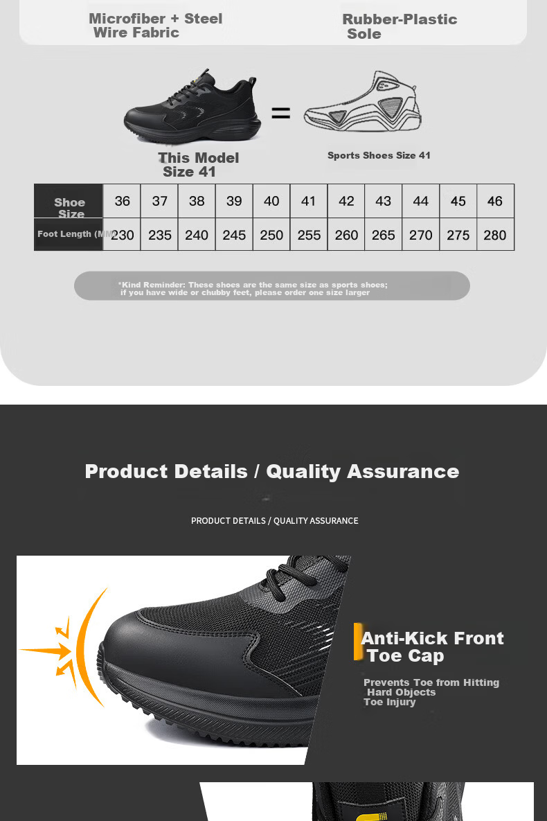 GUYISA Men's Summer Breathable Steel Toe Safety Work Shoes Anti-Smash Anti-Puncture Ultra-Light Comfortable Construction Site Shoes F117 Size 39 8