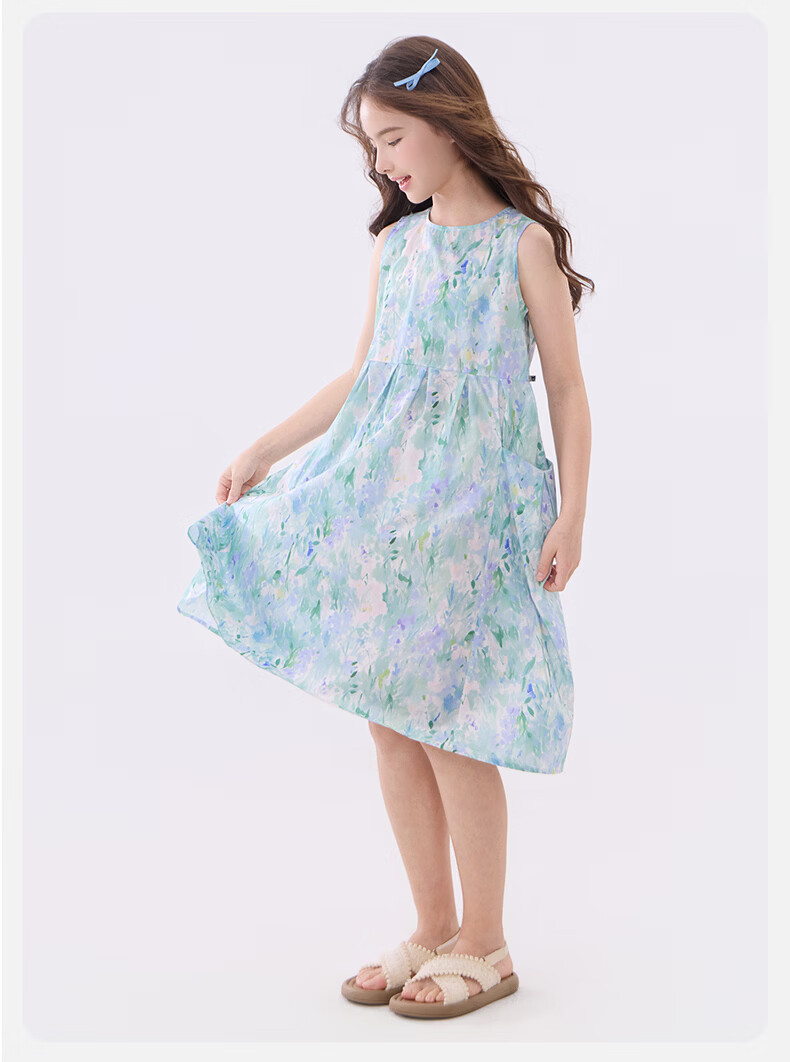 Disney Girls Summer Dress New Cotton Princess Dress for Older Children and Teens 1A141 Monet Purple 170 4
