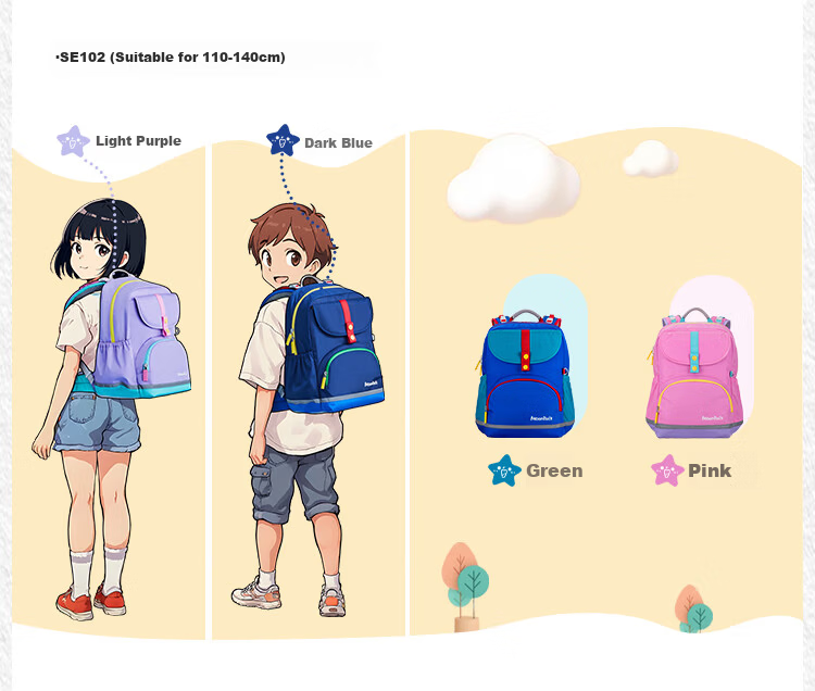 MoonRock Primary School Children's Ergonomic Backpack for Grades 3-5 Boys and Girls Large Capacity Dark Blue 8