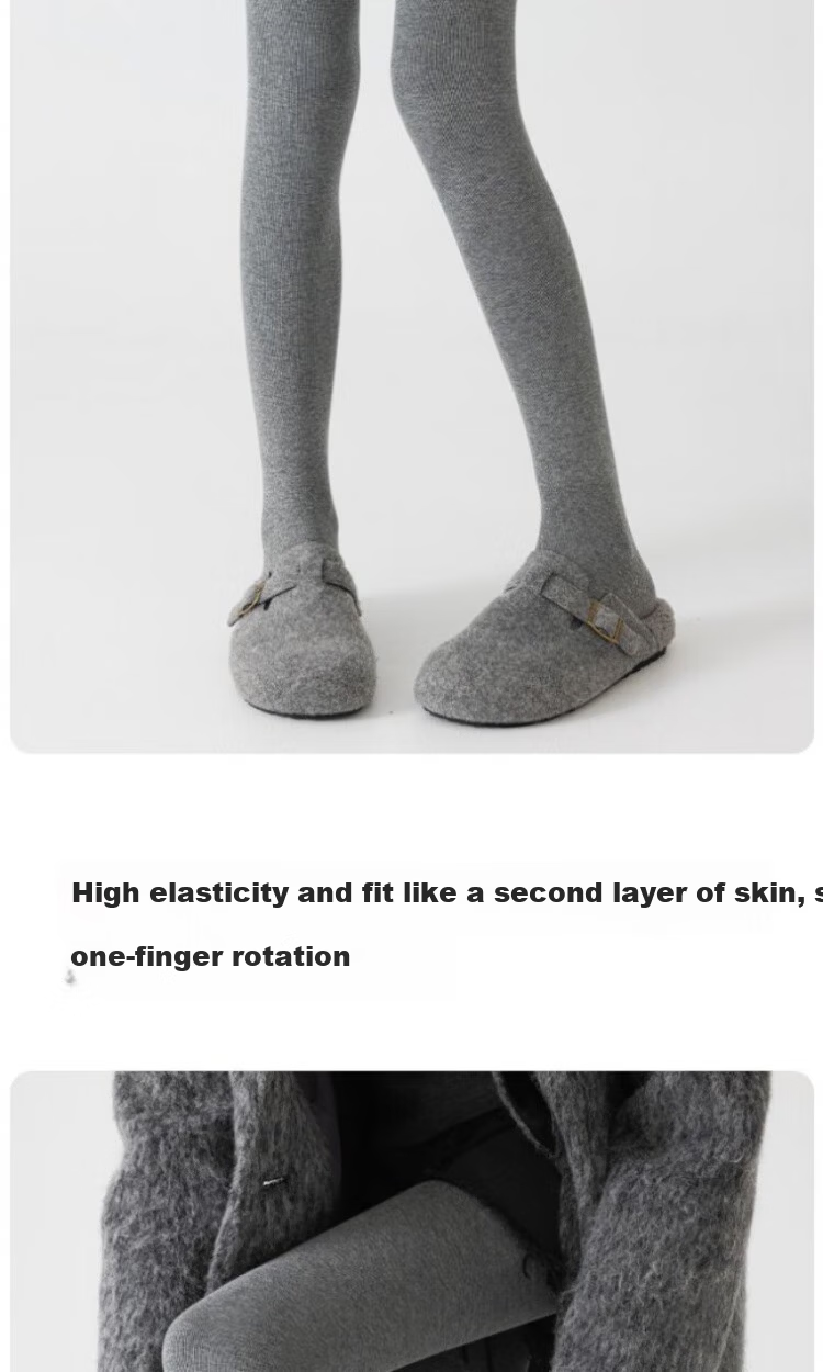 GUJIN Women's Autumn Winter Leggings Black Vertical Striped Fleece Lined Slimming Warm Tights Gray 6