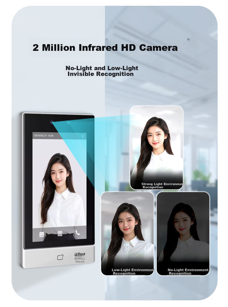 Dahua Facial Recognition Access Control All-in-One Machine Enterprise WeChat Co-branded Attendance Machine 7-inch Large Touch Screen Wired Network Face and Card Attendance K71 6