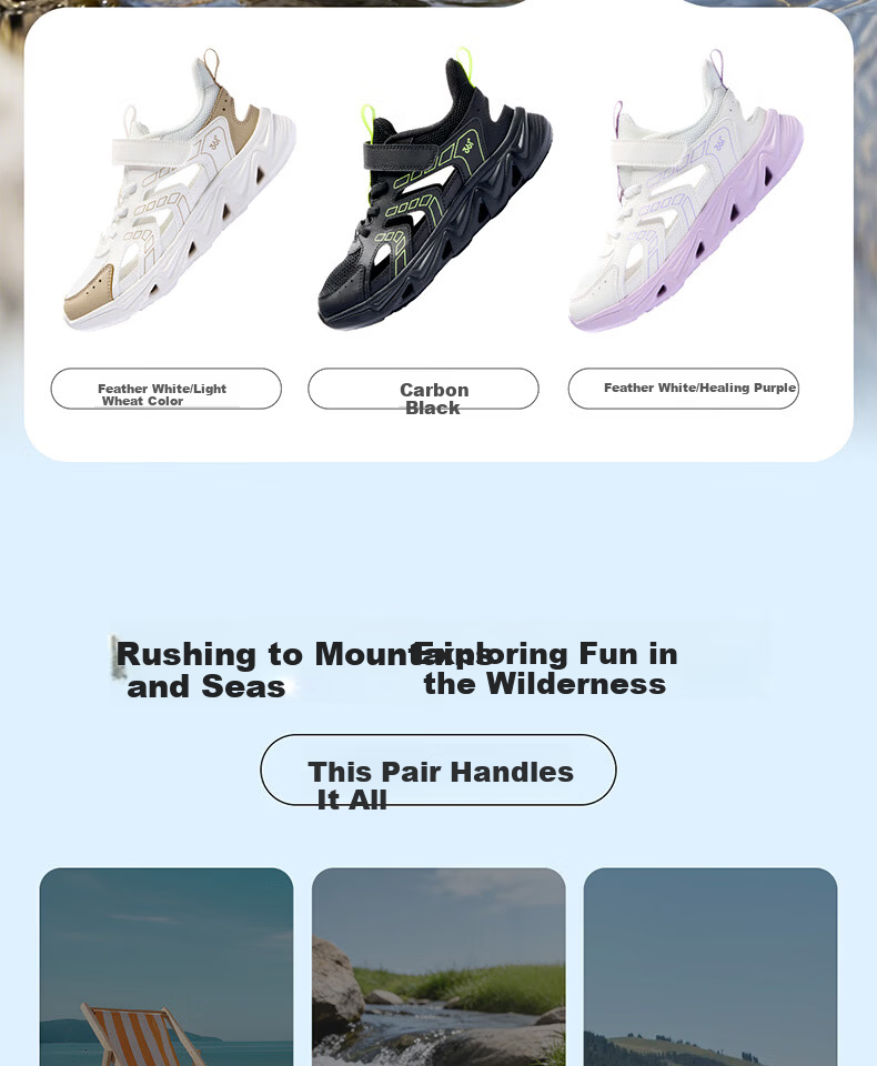 361° Kids Sports Shoes Summer 26 Boys and Girls Soft Cushioned Breathable Outdoor Creek Sandals Blue Size 38 5