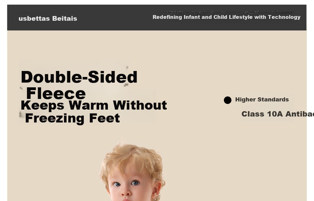 Beitais Baby Socks Winter Thickened Warm Double-Sided Fleece Cold-Resistant Non-Slip Newborn Class A Autumn Winter Boys Girls Infant 4