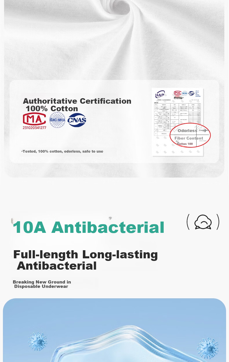 Deanqi 10A Medical Disposable Women's Underwear Cotton Sterile Individually Packaged High Waist Maternity Postpartum Plus Size Travel 3XL 5