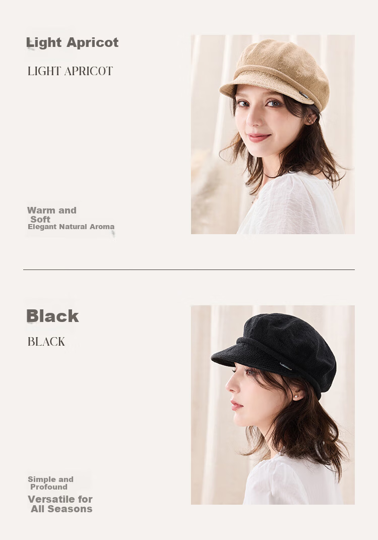 JIUMU Women's Linen Beret Hat Versatile Summer Painter Cap Octagonal Newsboy Cap Girl's Beret Hat 6
