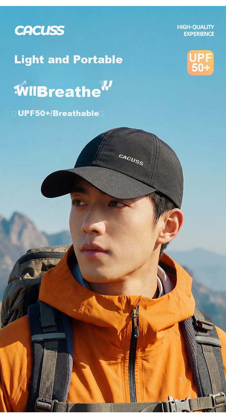 CACUSS Men's Baseball Cap Summer Outdoor Sun Protection Breathable Mountaineering Sports Dark Gray M 1