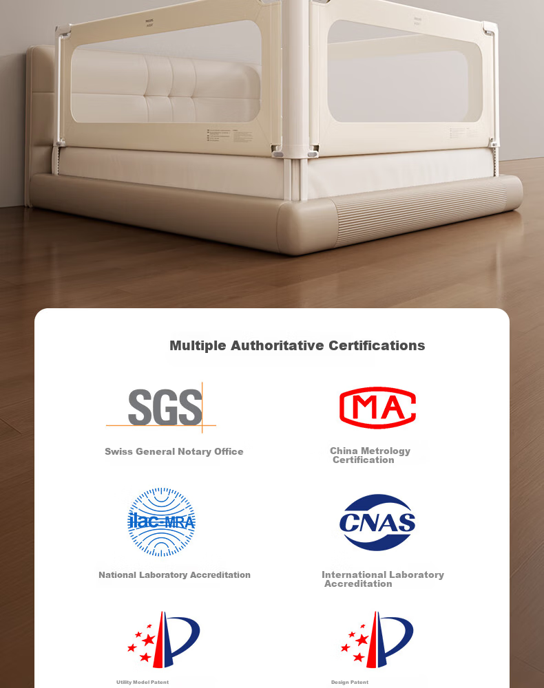 Philips Avent Baby Bed Rail Seamless Fence Bed Guardrail Baby Bedside Anti-Fall Connector Anti-Pinch Anti-Drop 1.5M 3