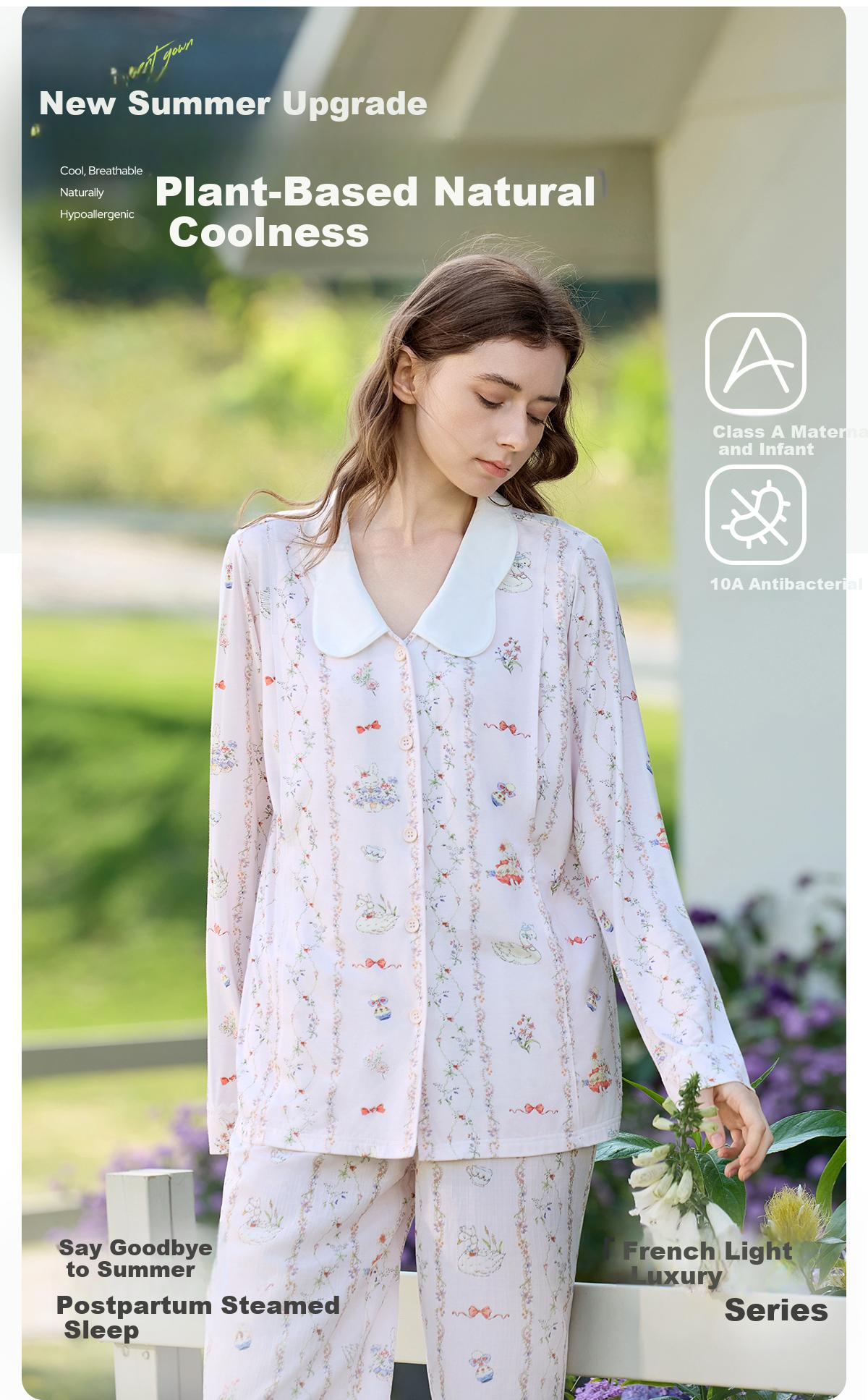 JOYNCLEON Plant Natural Cool Summer Thin Maternity Postpartum Nursing Pajamas L jyz204865 1