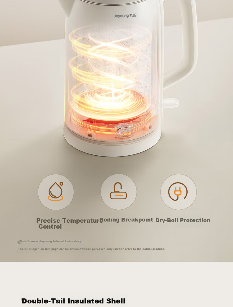 Joyoung ZMD Safe Series 2L Electric Kettle, One-Button Keep Warm, 304 Stainless Steel, Double-Layer Anti-Scald K20FD-W6391 12