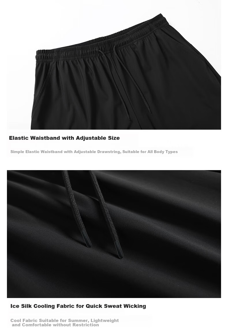 Warrior Men's Summer 3/4 Pants Ice Silk Quick-Dry Breathable Loose Running Fitness Casual Pants 6