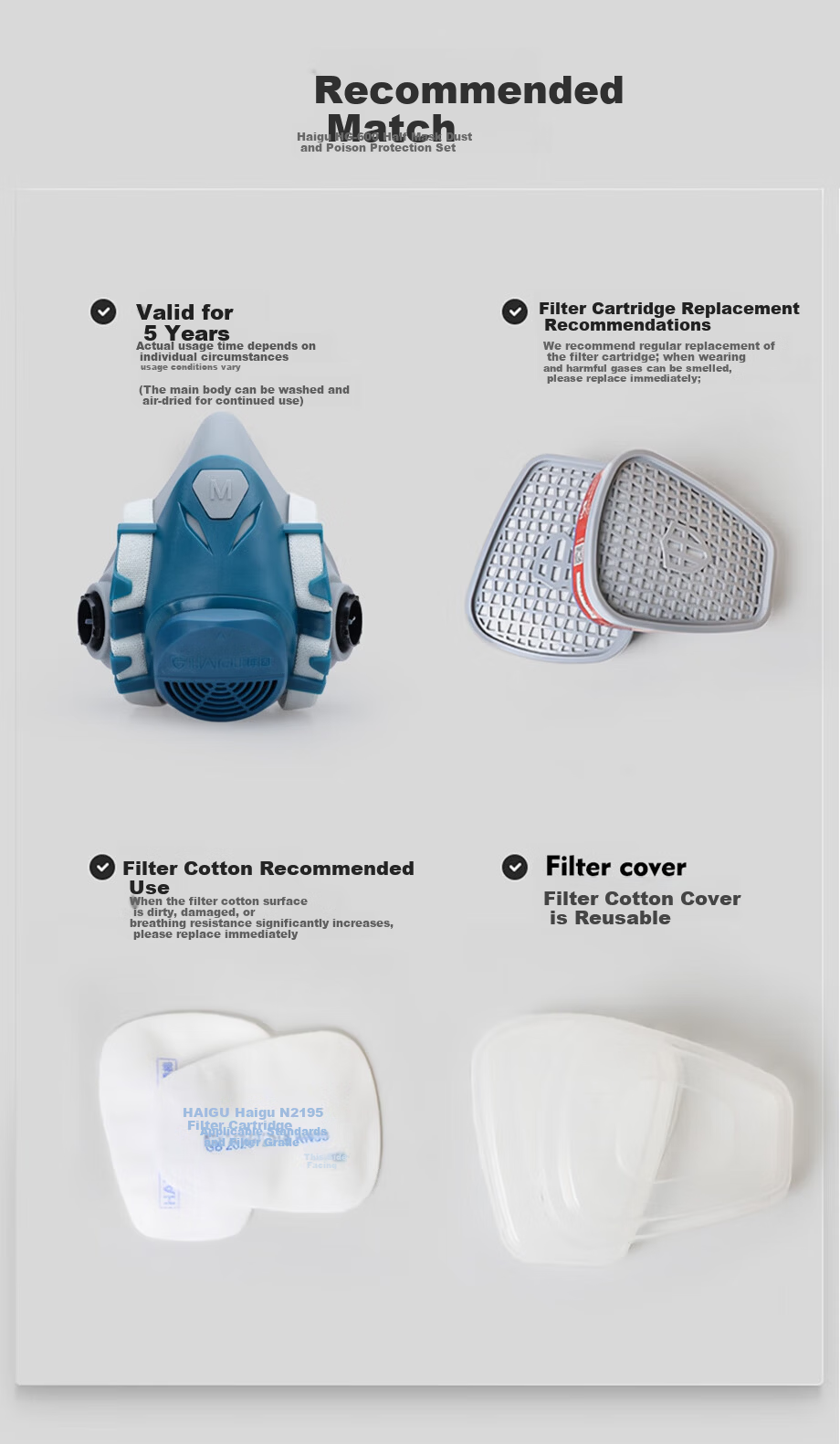 HAI GU HG-600 Silicone Half Face Gas Mask Respirator Acidic Organic CO Formaldehyde Toxic Gas Protection Half Mask 9