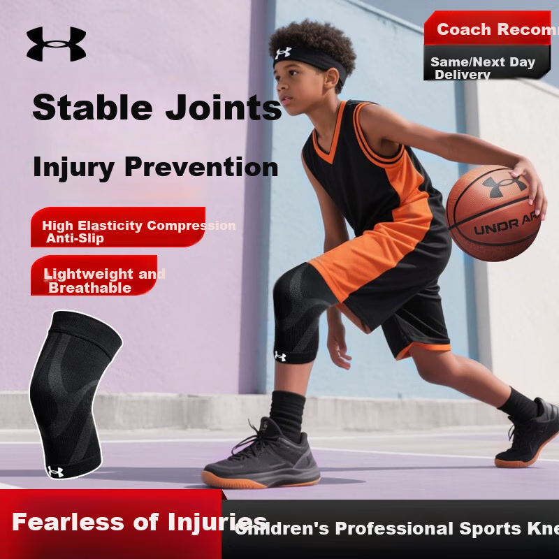 Under Armour Kids Professional Sports Knee Pads Meniscus Warm Blue Badminton Patella Knee Joint Support