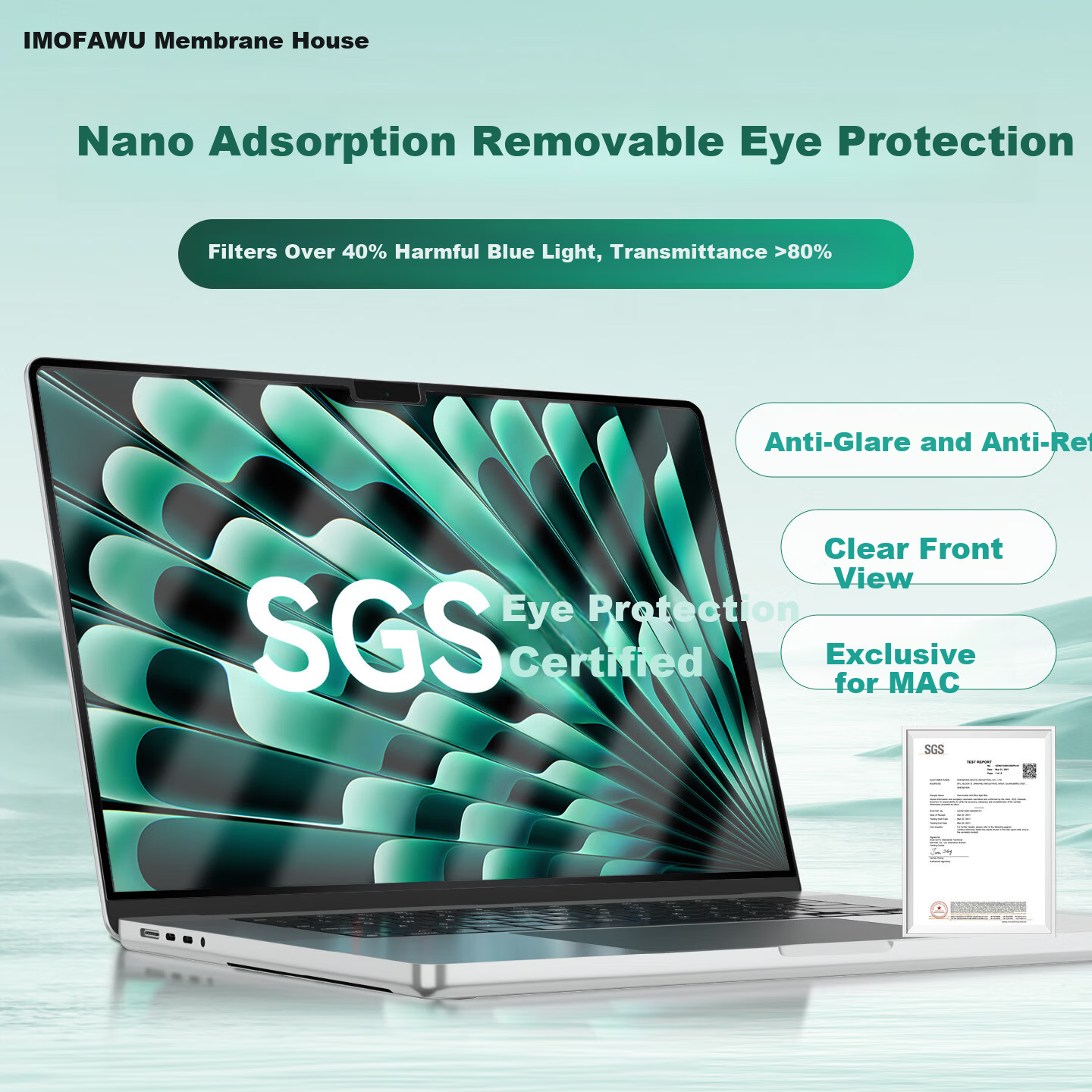 Memebox Magnetic Eye Protection Screen Film for 14-inch MacBook Pro M4/M3, Compatible with 25 Models, Blue Light Protection, HD Screen Protector for Apple Air 14.2 M2 Laptop