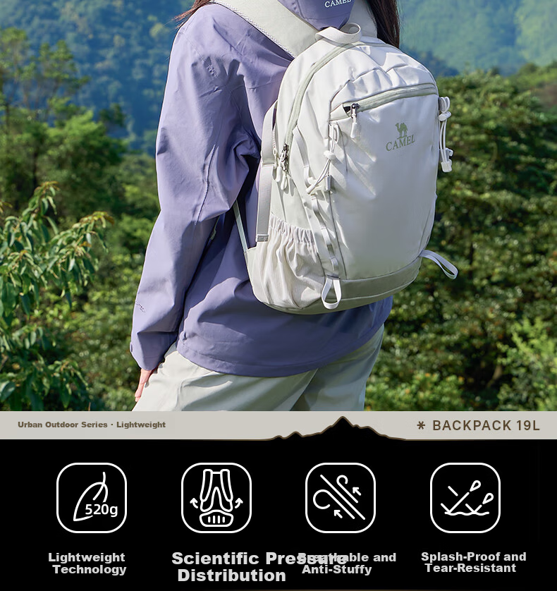 Camel Cloud Shadow Travel Backpack Women Lightweight Travel Bag Student School Backpack Outdoor Hiking Climbing Men Mountaineering Bag 2