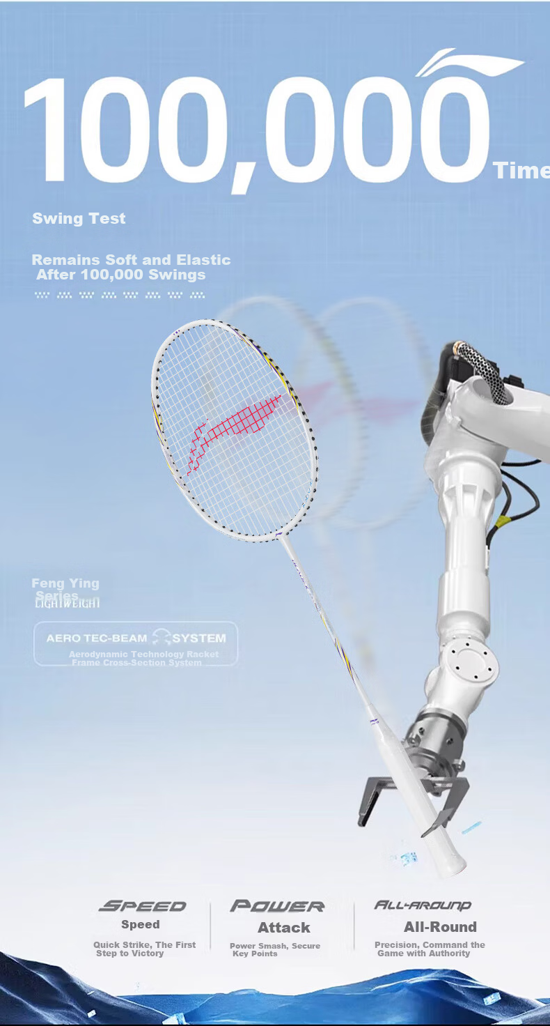 LI-NING Badminton Racket Full Carbon Single Racket Shadow Series Ultra-Light 5U Advanced Training Competition Racket Pearl White Pre-Strung 3