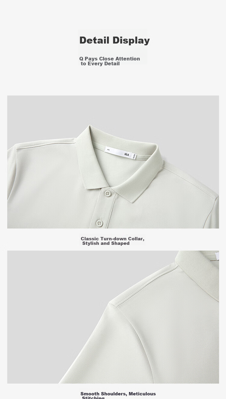 HLA Heilan Home Short Sleeve Polo 26 Light Business Chic Ageless Series Men's Summer Short Sleeve 12