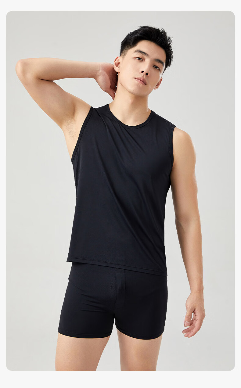Romon Men's Ice Silk Vest Summer Thin Cool Mesh Breathable Casual Sports Tank Top 1 Piece 24