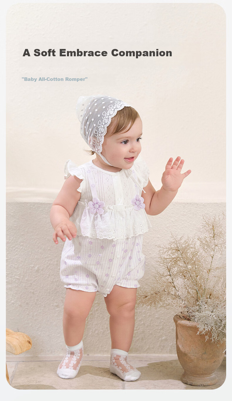 DAVE & BELLA Baby Girl Class A Summer Knit Romper Newborn Cotton Jumpsuit 2