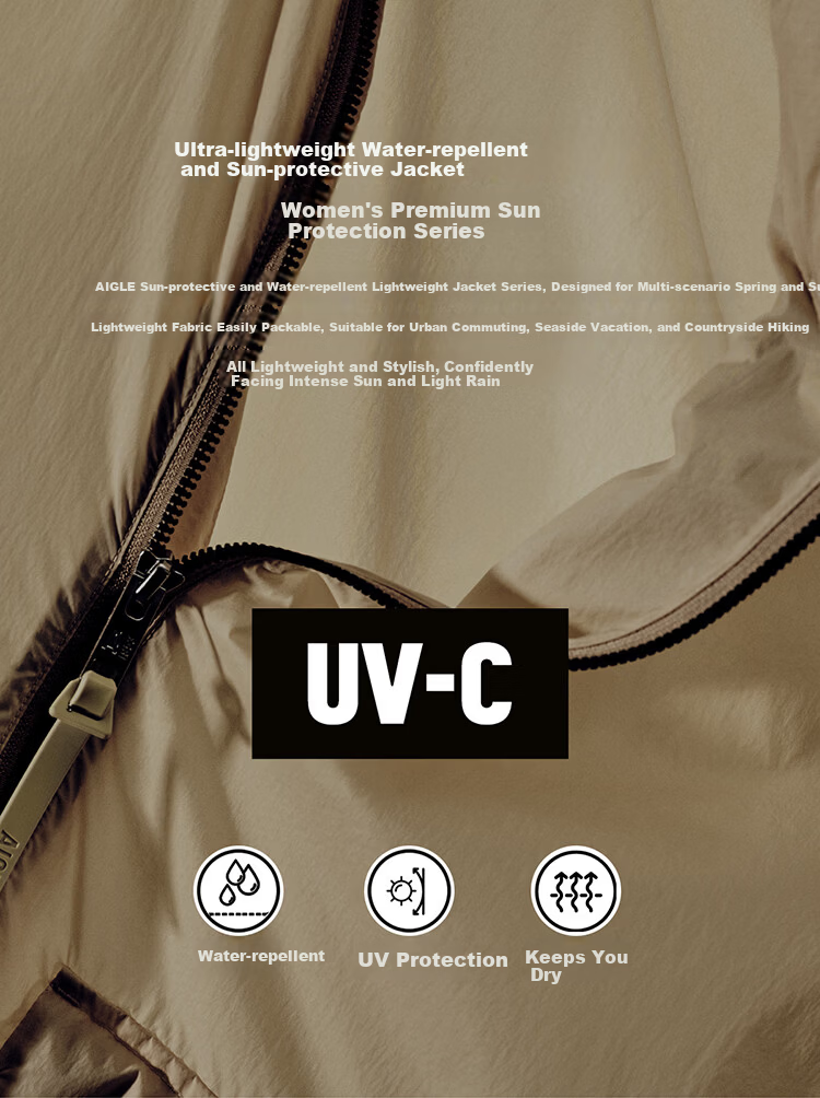 AIGLE Women's Outdoor Ultra-Lightweight Sun Protection UPF50+ Jacket BT53 Spring/Summer 2026 New Arrival 1