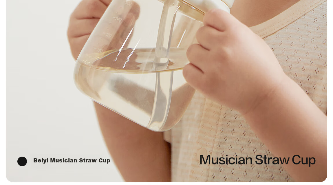 BEIE Musician Children's Straw Cup 1-3 Years Baby Water Cup Milk Bottle Infant Direct Drinking PPSU Training Cup 3