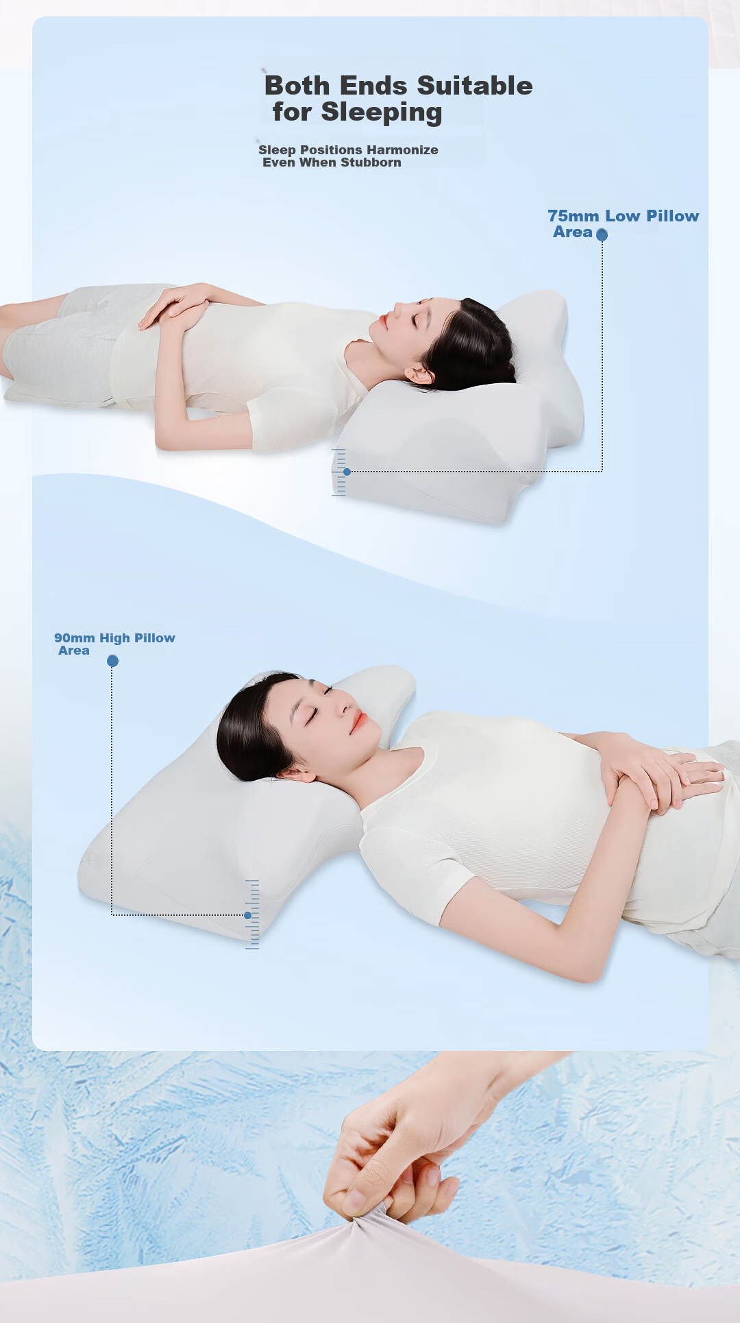 Haier Health Care Memory Foam Cloud Soft Contoured Cervical Pillow Zoned Soft Resilient Side Sleep Neck Support Memory Pillow 7