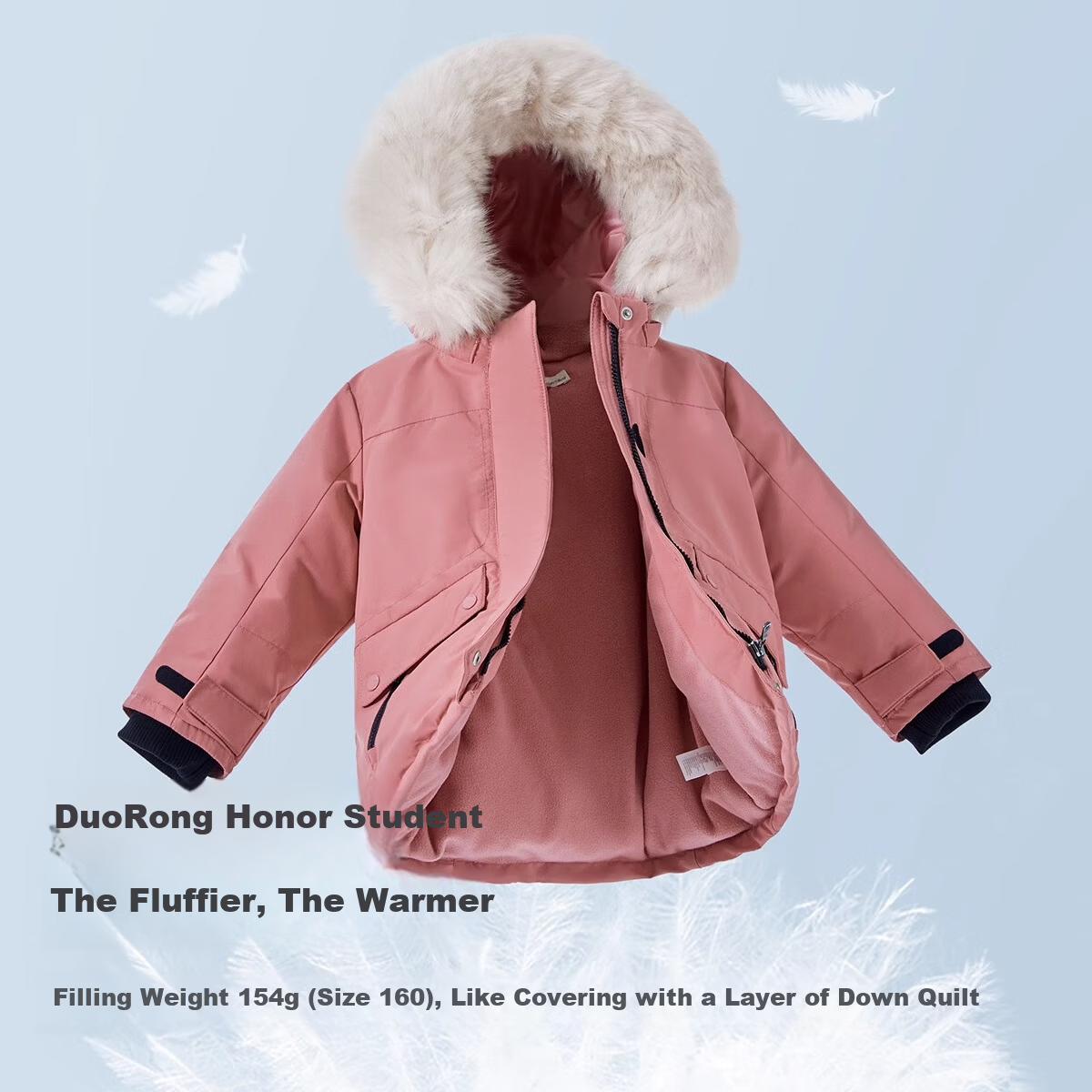 DAVE & BELLA Pompom Down Kids' Warm Winter Jacket for Boys and Girls