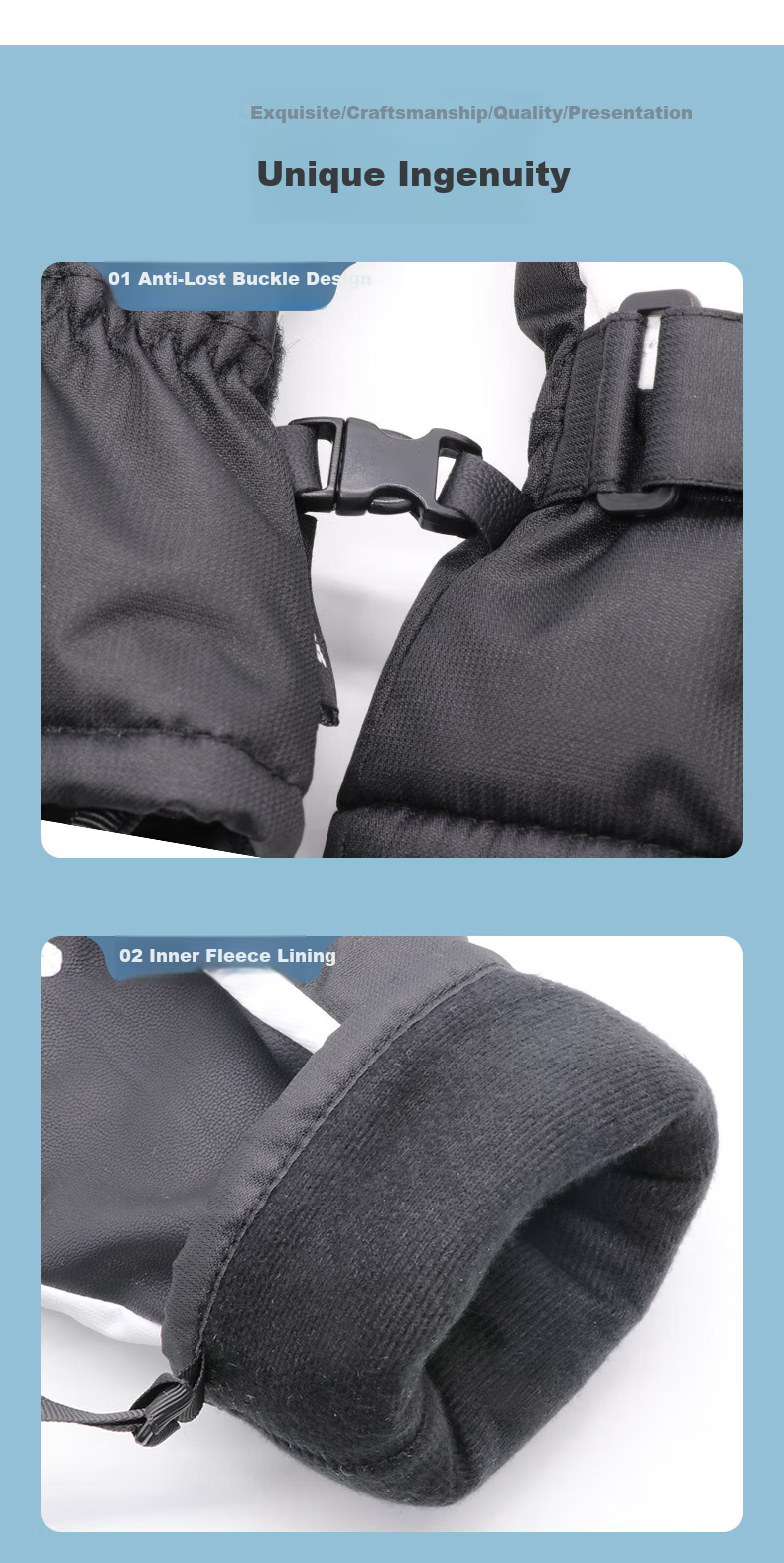 CHERCHER Ski Gloves Unisex Touchscreen Thickened Fleece Warm Winter Mountaineering Sports Cycling G-1002-M 14