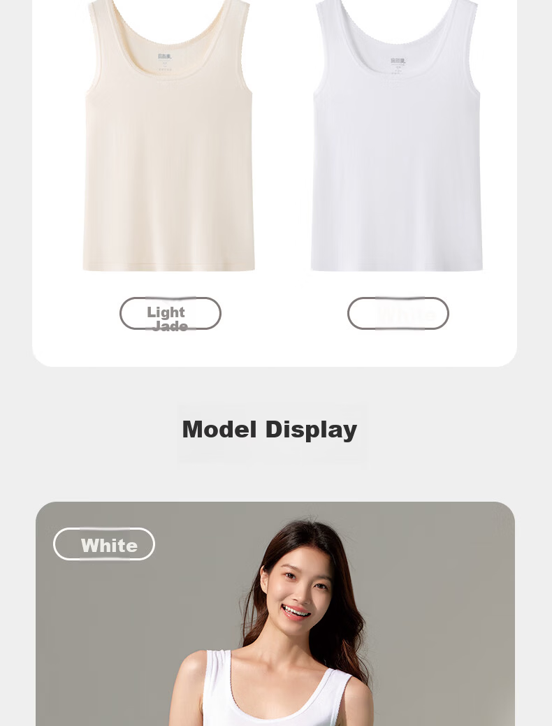 Yiershuang Women's Vest Tank Top 100% Cotton A-Class Baby Grade Antibacterial Sleeveless Shirt All-Season Basic Layer 17